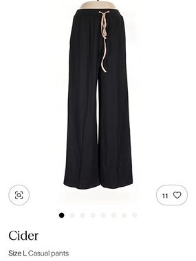 Cider Black Wide-Leg Lounge Pants with Drawstring